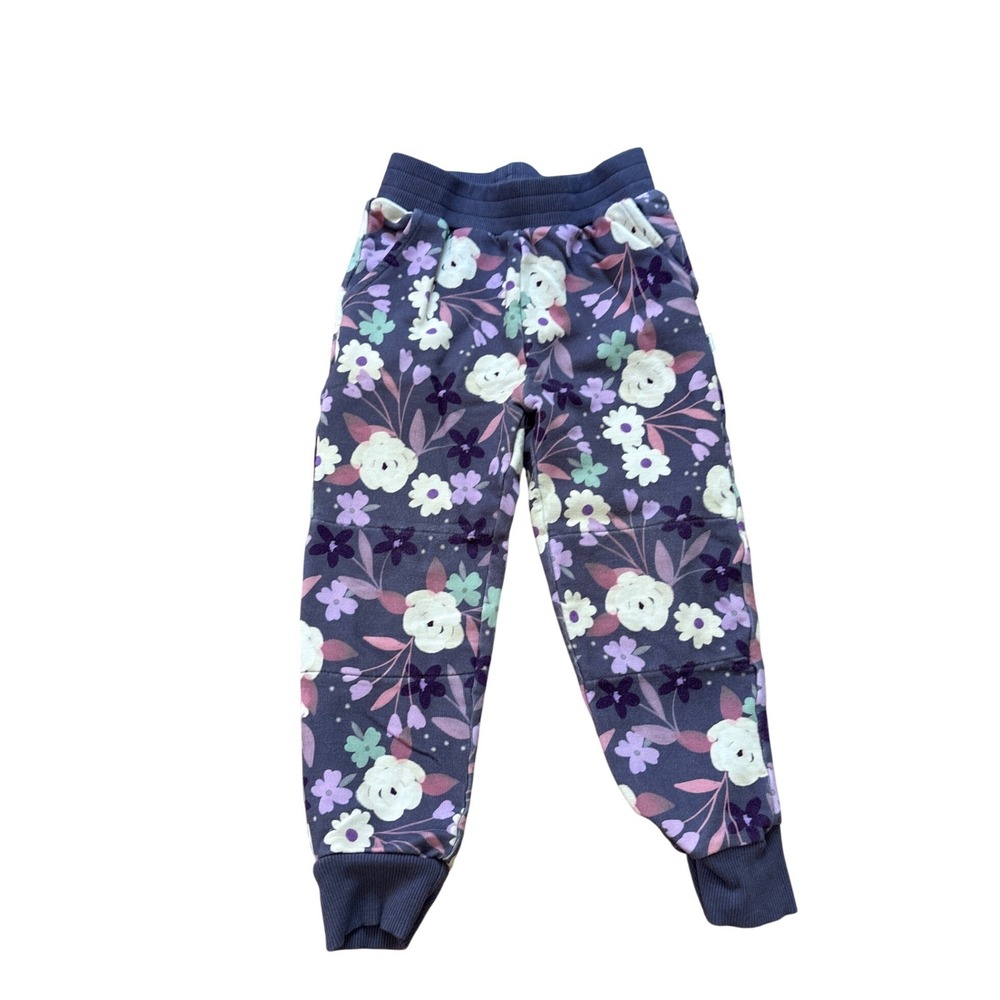 Little Sleepies Joggers Kids Purple Floral French Terry Pants SIZE 4T